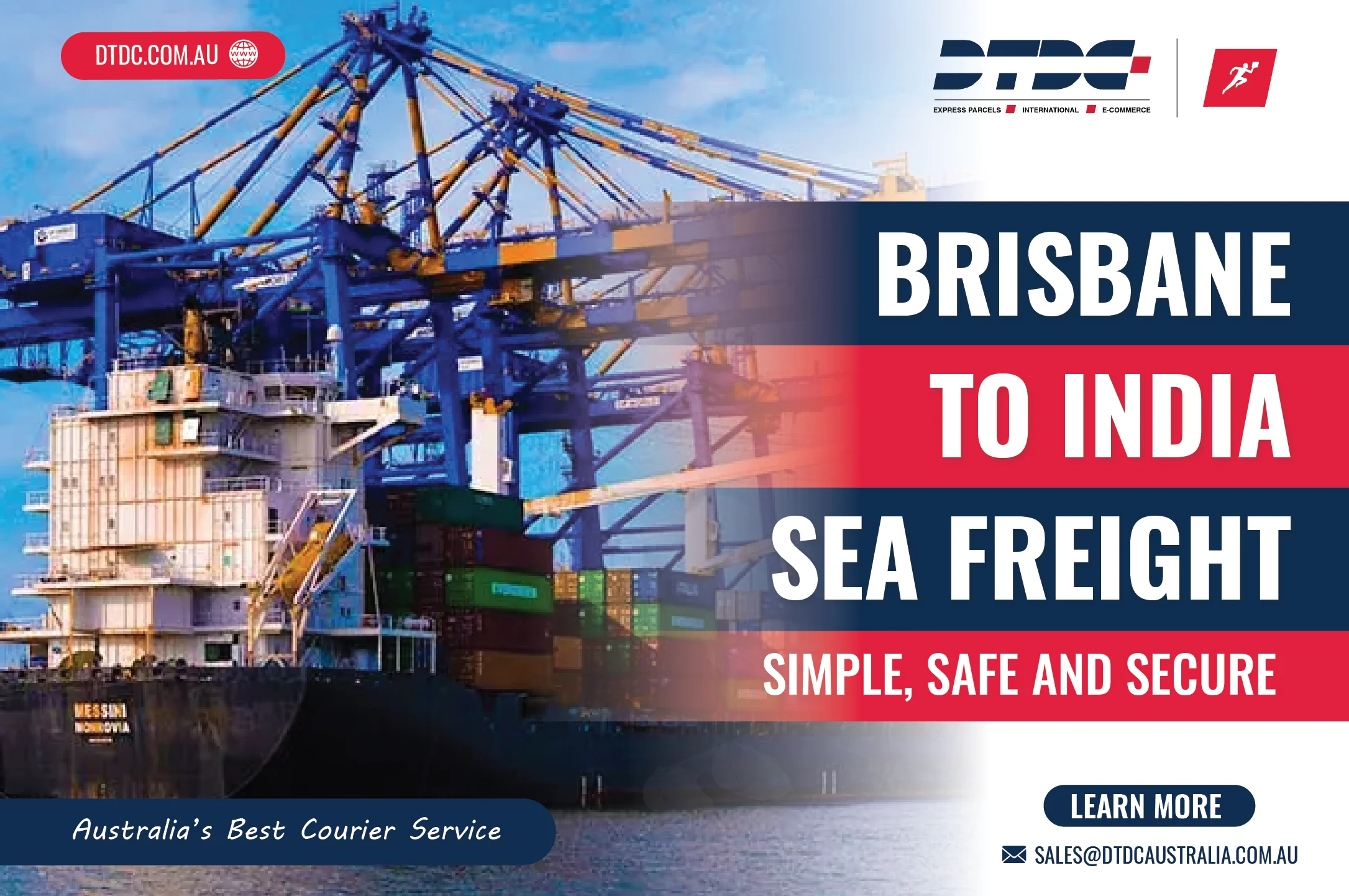 Brisbane to India sea freight - DTDC Australia