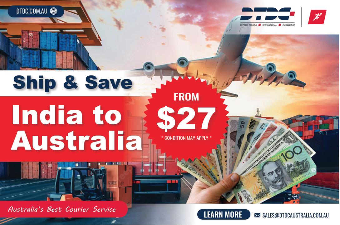 DTDC Australia Presents $27 Shipping from India to Australia.