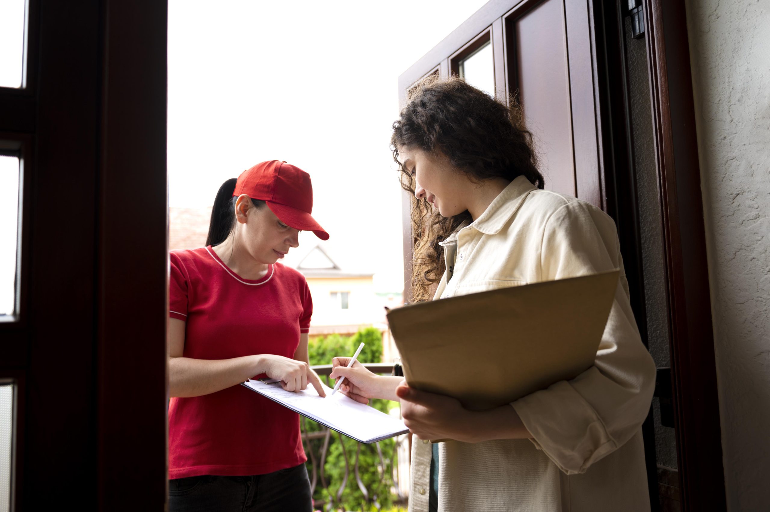 Image of lady delivering parcel in the blog- Shipping Cost to New Zealand