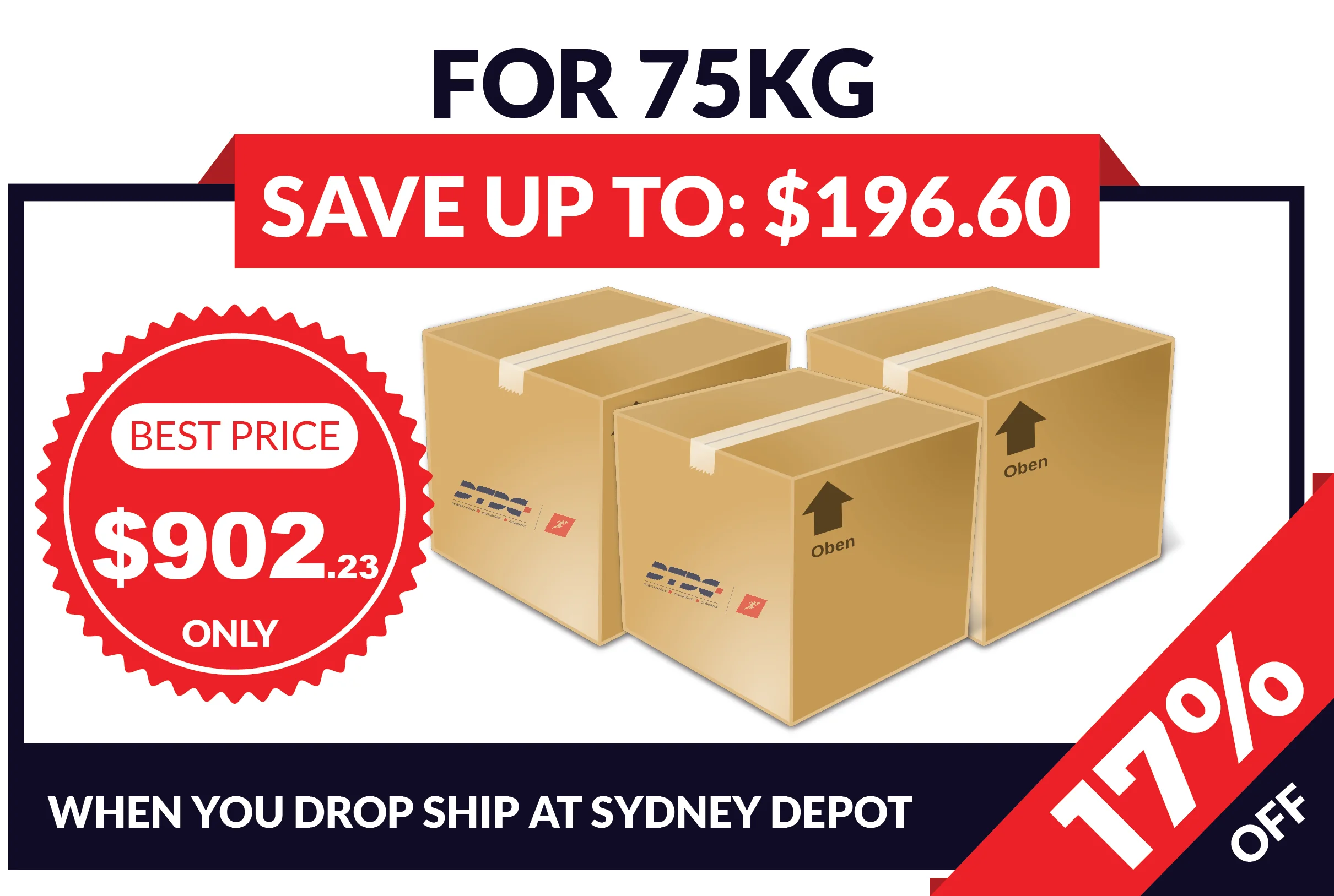 Price for 75 kg parcel - DTDC Australia